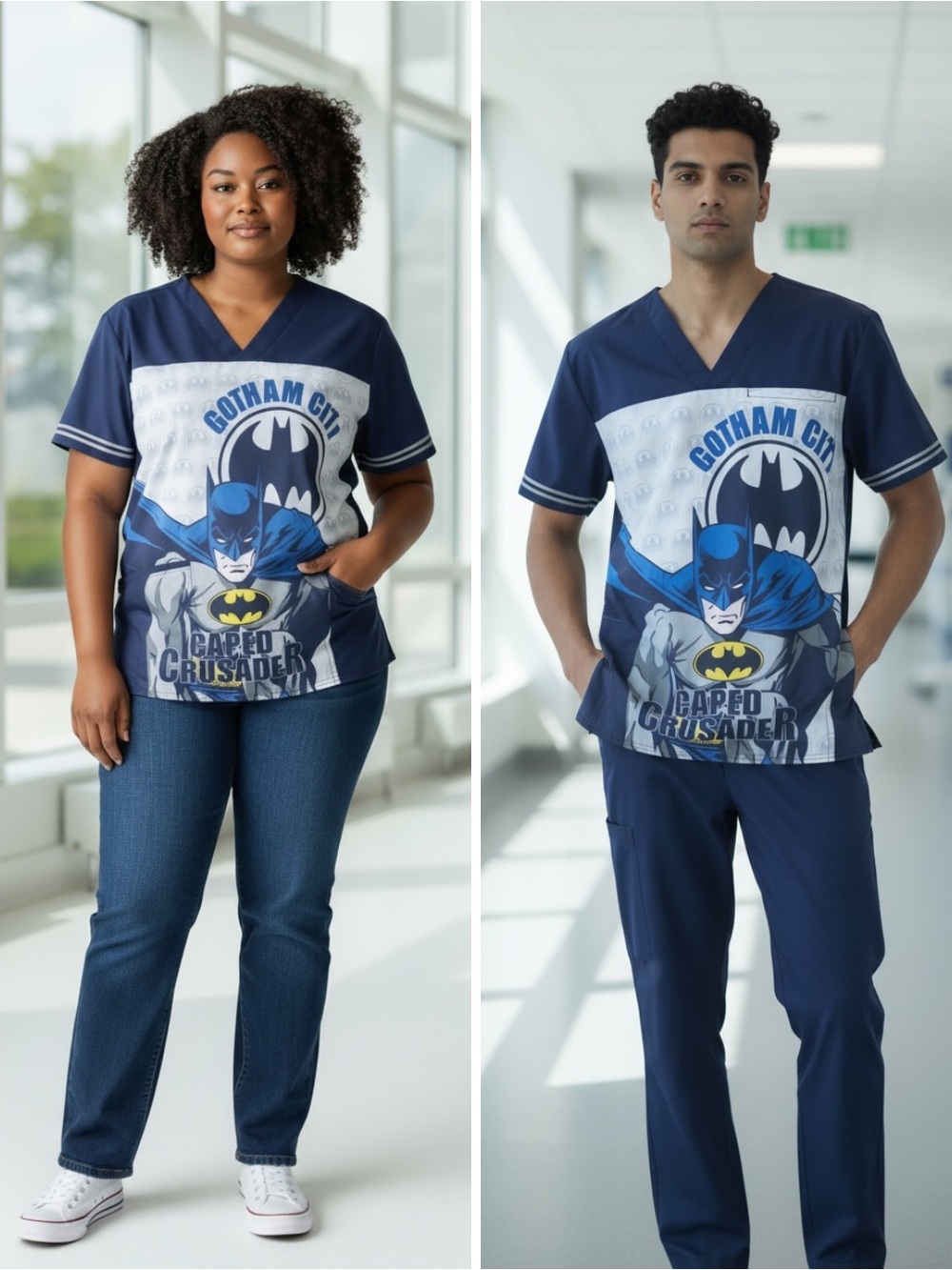 NWT Tooniforms Unisex Batman Gotham City Scrub Top Suze Small